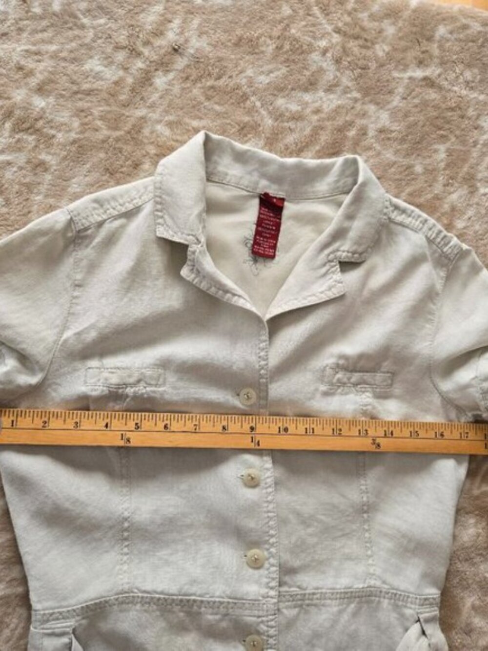 Olsen Europe Linen Button‑Front Shirtdress - US 4 - Oatmeal - Picture 8 of 9